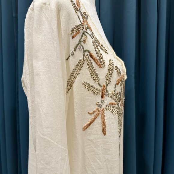 JO NO FUI Beige/off-white Rhinestone Cotton Dress - Picture 10 of 10